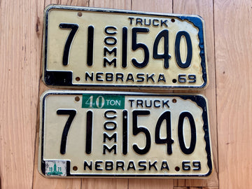 Pair Of 1969 Nebraska Commercial Truck License Plates