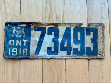 1918 Ontario License Plate