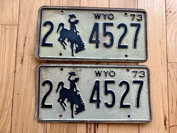 Pair Of 1973 Wyoming License Plate