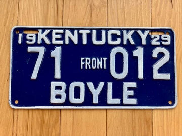 1929 Kentucky Boyle County License Plate- Repainted