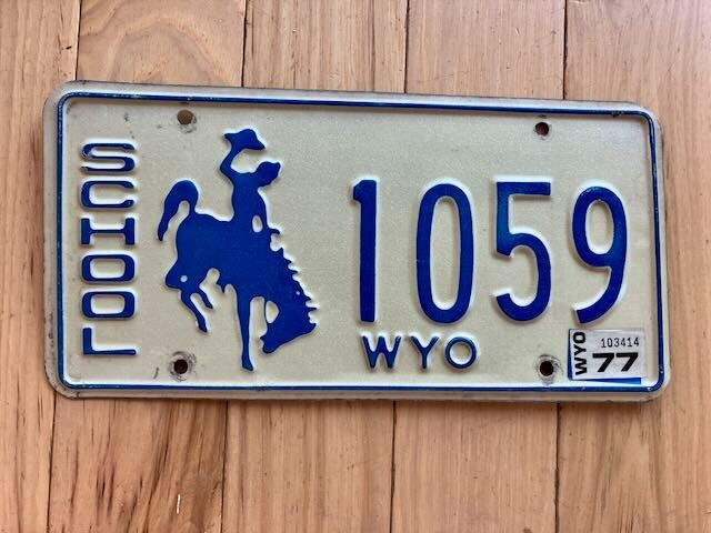 1977 Wyoming School License Plate