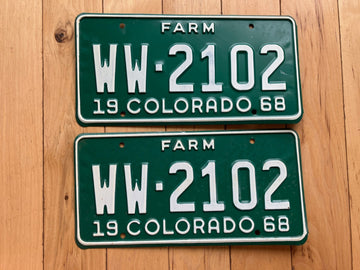 Pair of 1968 Colorado Farm License Plates