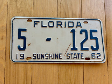 1962 Florida License Plate - Numbers YOM Clear