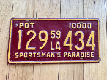 1959 Louisiana POT License Plate