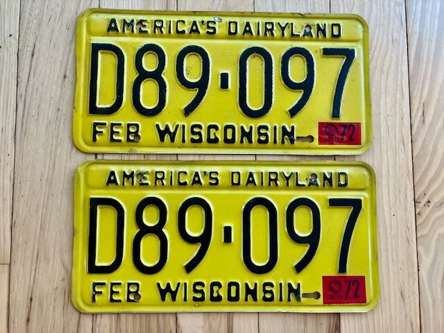 Pair of 1972 Wisconsin License Plates