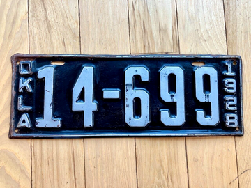 1928 Oklahoma Farm Tractor License Plate