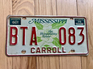 1979 Mississippi Carroll County License Plate