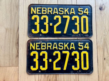 Pair of 1954 Nebraska License Plates