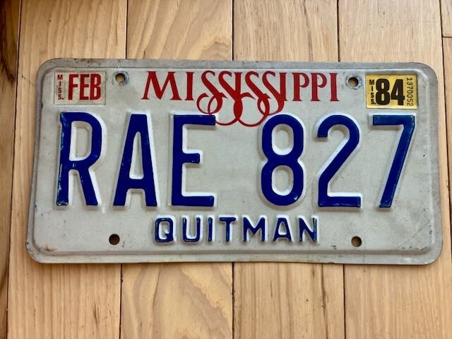 1984 Mississippi Quitman County License Plate