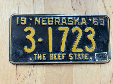 1960 Nebraska License Plate W/ 1961 Tab