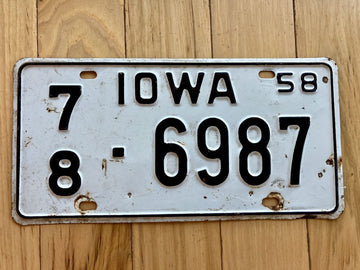 1958 Iowa License Plate