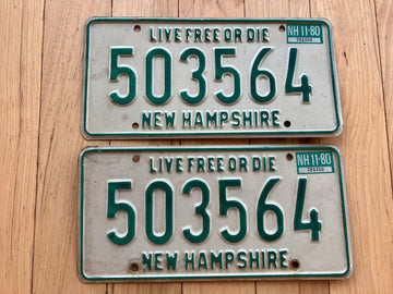 Pair Of 1980 New Hampshire License Plates