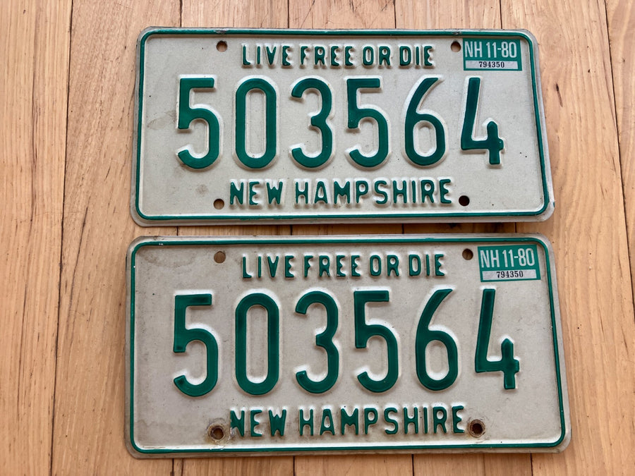 Pair Of 1980 New Hampshire License Plates