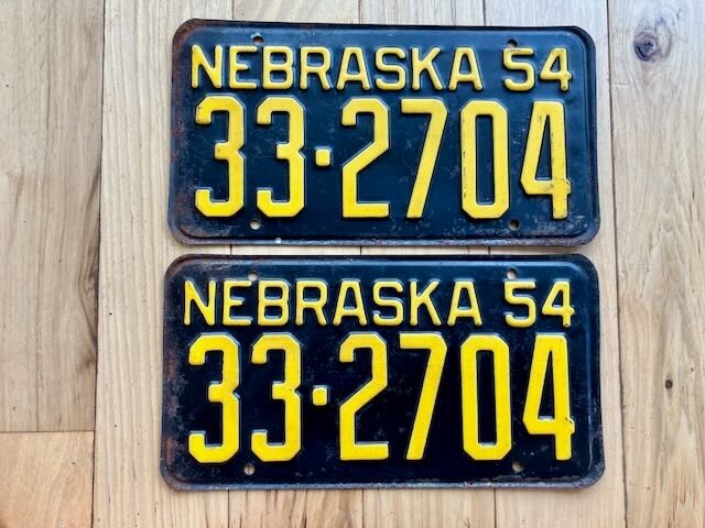 Pair of 1954 Nebraska License Plates