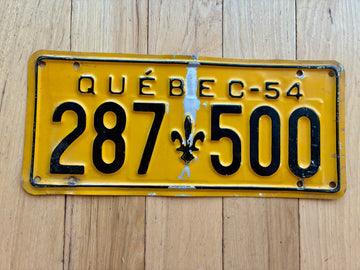 1954 Quebec License Plate