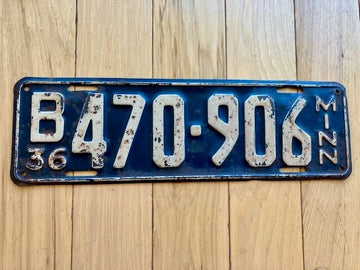 1936 Minnesota License Plate