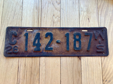 1926 Wisconsin License Plate