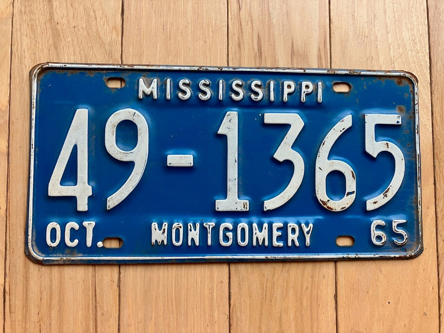 1965 Mississippi Montgomery County License Plate