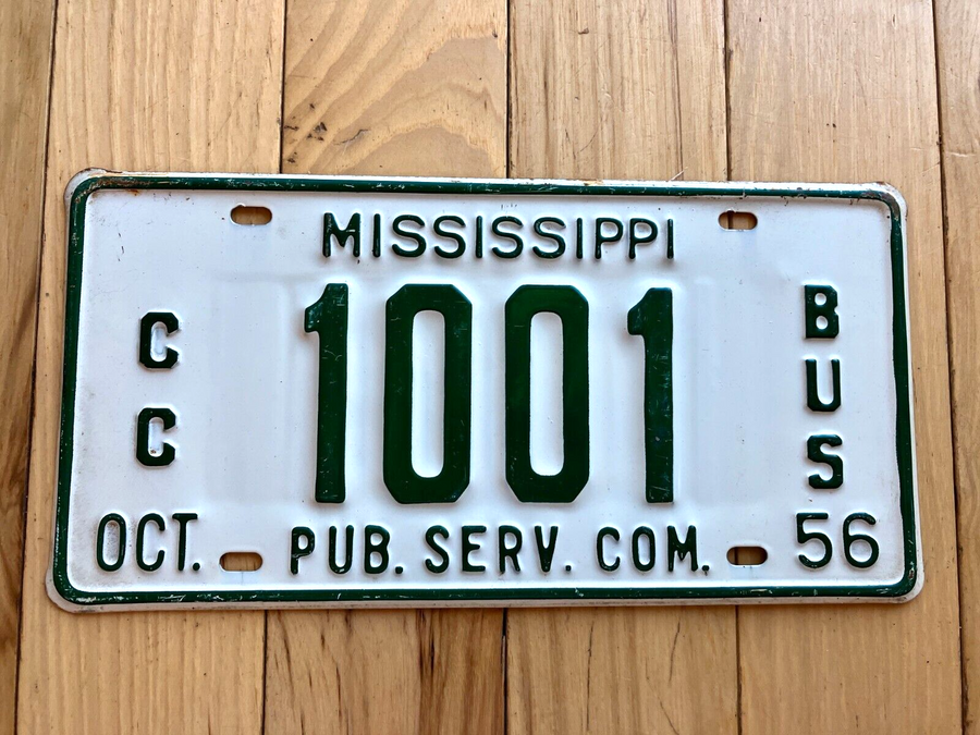 Rare 1956 Mississippi Public Service Commission Bus License Plate