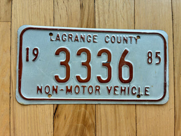 1985 Indiana Non Motor Vehicle/ Buggy License Plate