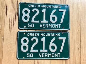 Pair of 1950 Vermont License Plates