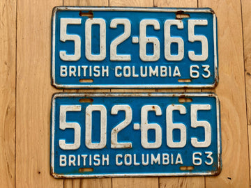 Pair of 1963 British Columbia License Plates