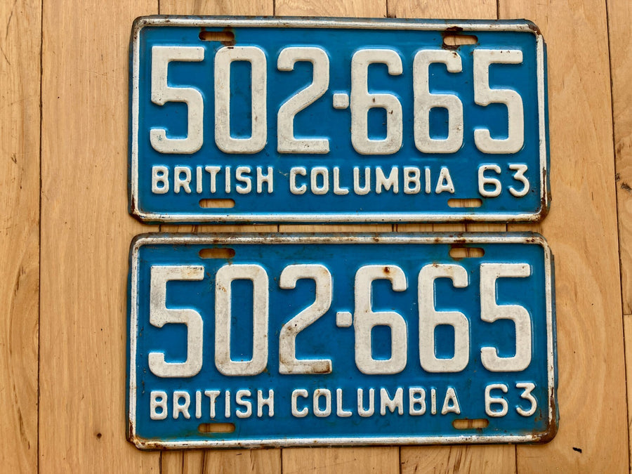 Pair of 1963 British Columbia License Plates