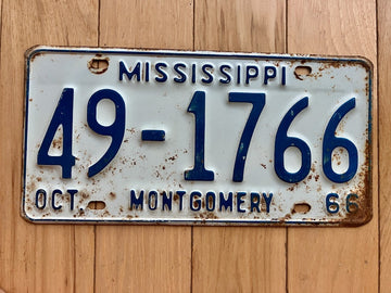1966 Mississippi Montgomery County License Plate