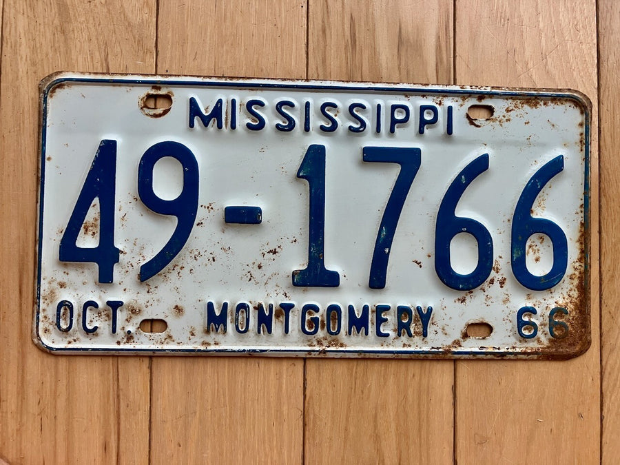 1966 Mississippi Montgomery County License Plate
