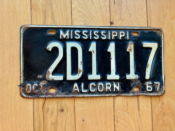 1967 Mississippi Alcorn County License Plate