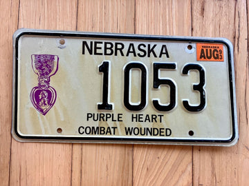 1993 Nebraska Purple Heart License Plate