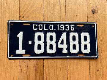 1936 Colorado Repainted License Plate