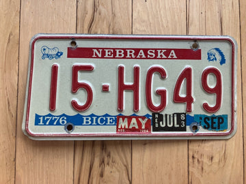 1976 Nebraska Bicentennial License Plate W/ 1983 and 1984 Tab
