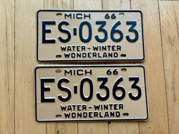 1966 Pair of Michigan License Plates
