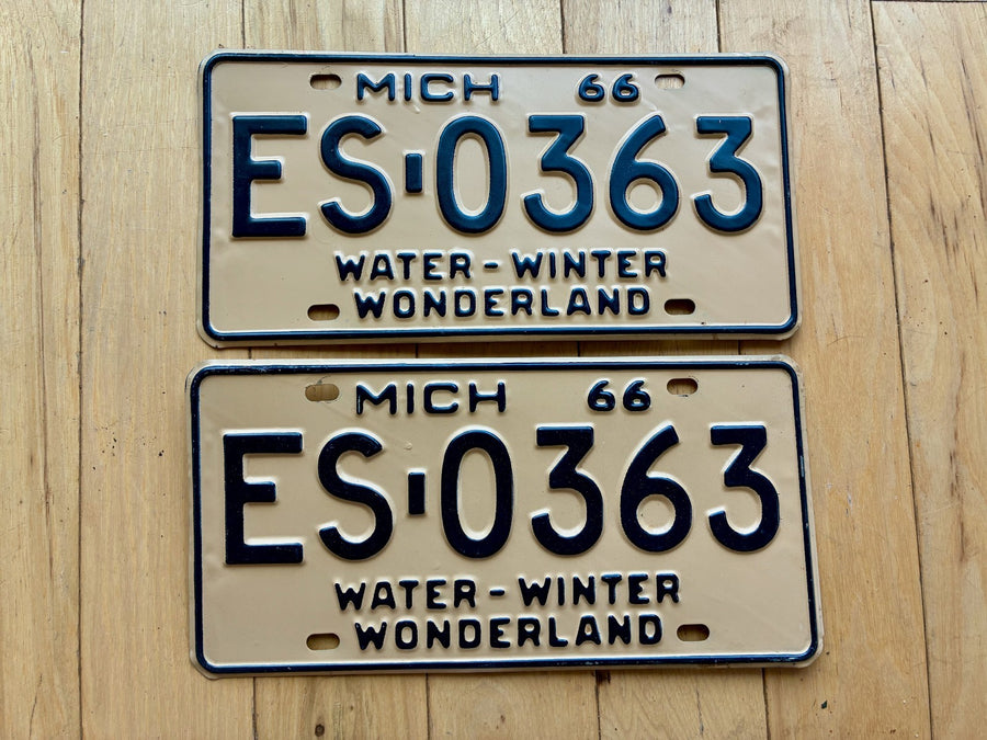 1966 Pair of Michigan License Plates