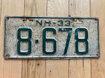 1933 New Hampshire License Plate