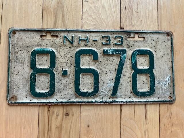 1933 New Hampshire License Plate