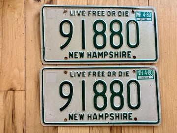 Pair of 1980 New Hampshire License Plates