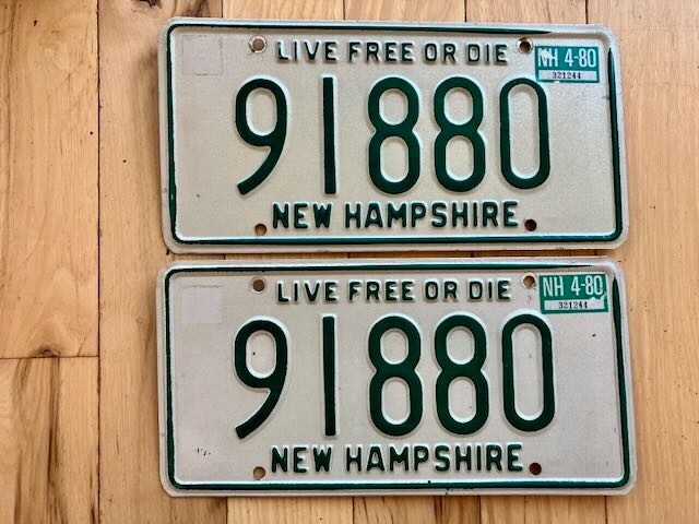 Pair of 1980 New Hampshire License Plates