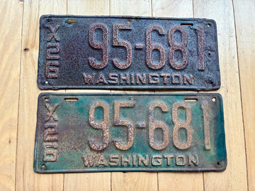1926 Pair of Washington State License Plates (Back Repainted)