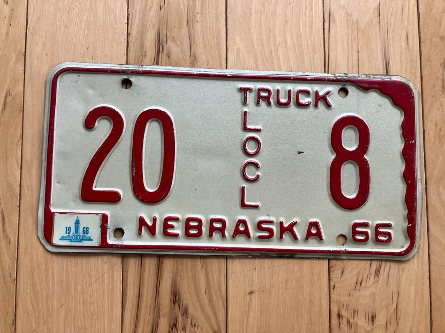 1966 Nebraska Local Truck License Plate W/1968 Tab