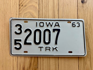 1963 Iowa Truck License Plate