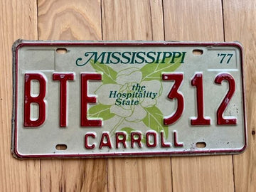 1977 Mississippi Carroll County License Plate