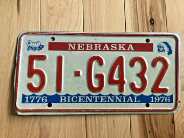 1976 Nebraska Dixon County Bicentennial License Plate