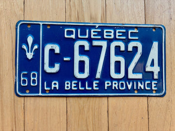 1968 Quebec License Plate