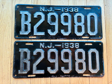 Pair of 1938 New Jersey License Plates