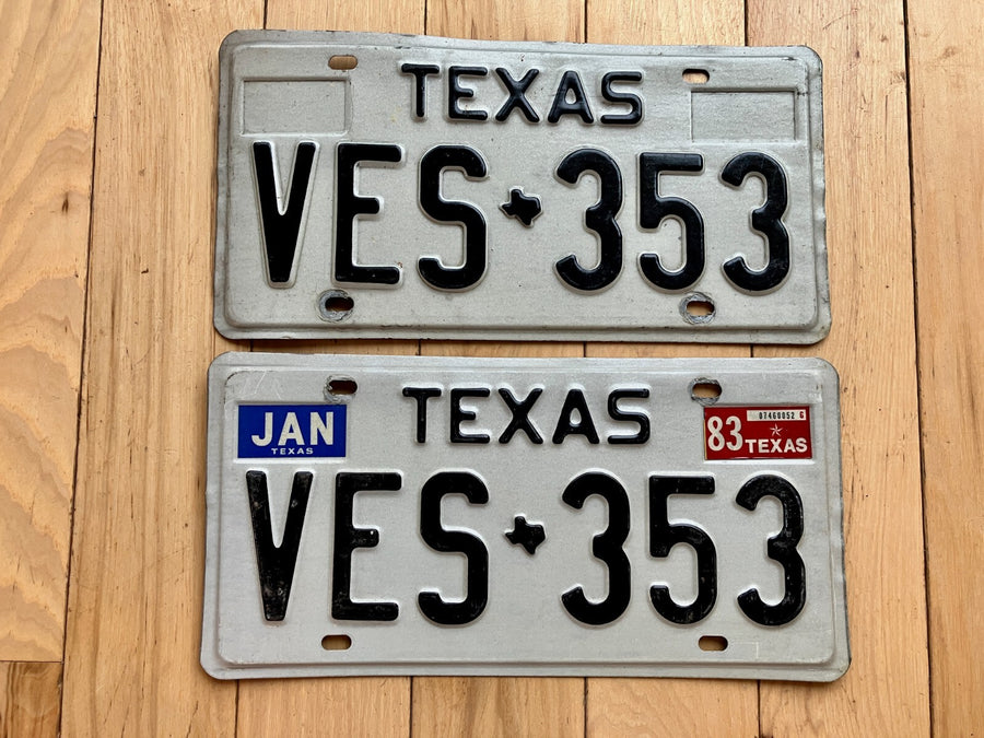 Pair of 1983 Texas License Plates - Check With DMV For YOM