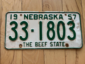 1957 Nebraska License Plate