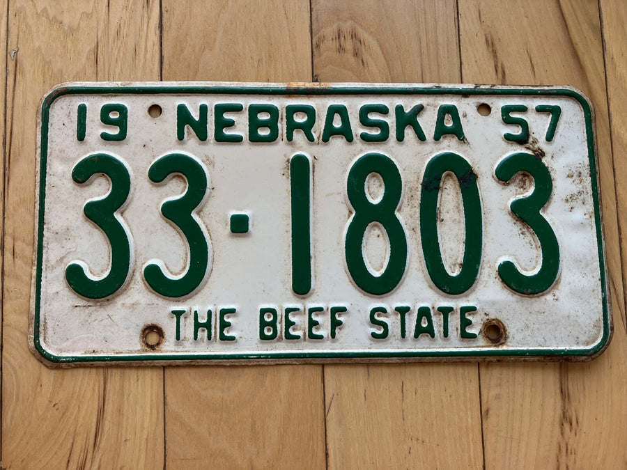 1957 Nebraska License Plate