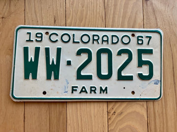 1967 Colorado Farm License Plate